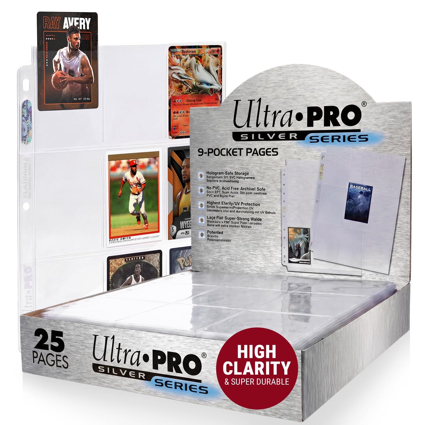Ultra Pro Card Pages for Binders - 9 Pocket Trading Card Binder Pages - Silver Series for Trading Cards & Collectibles - Archival Safe, UV Protection