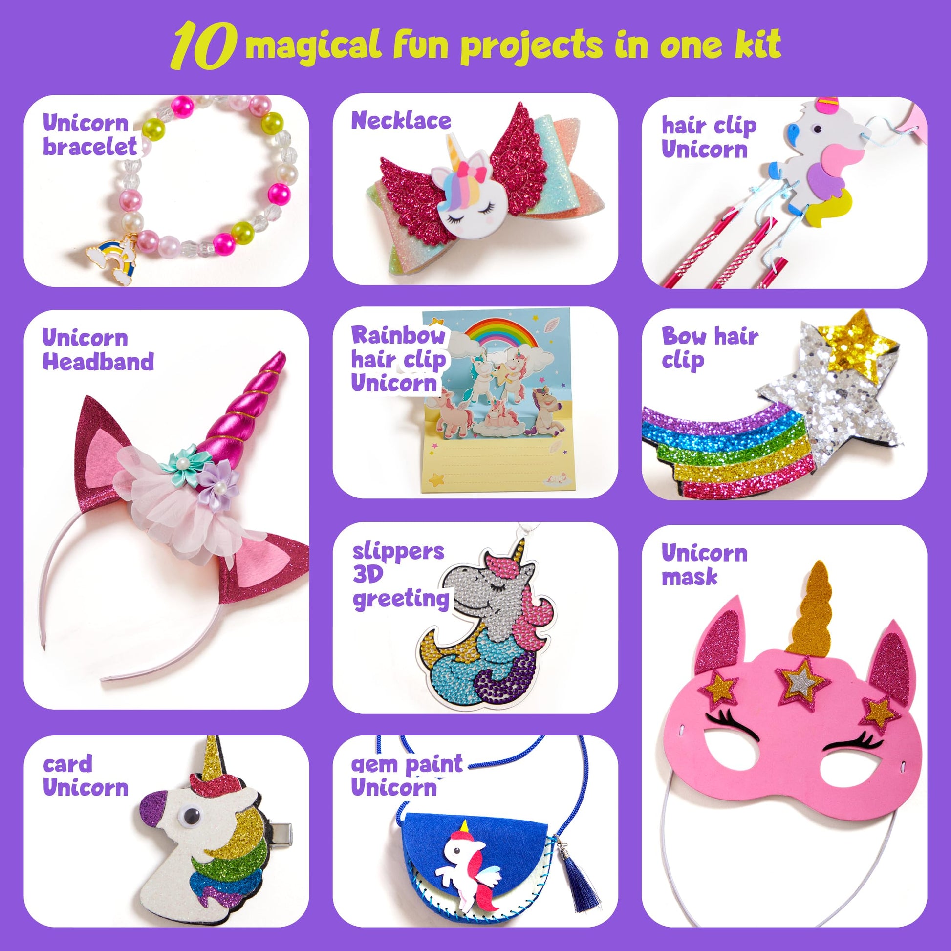 Unicorn Craft Kit for Girls - 10 Projects - Gifts for 5 Year Old Girl - Arts and Crafts for Kids 4-8 - Toys for Ages 5-7 - 4 5 6 7 8 Year Old Girl