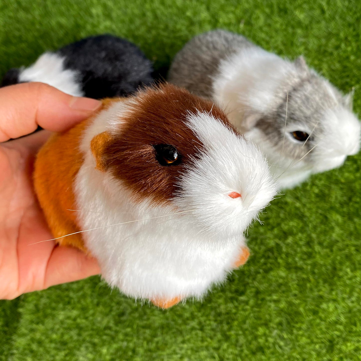 Basuo-9Q 3 Pcs Realistic Hamster Figurines Guinea Pig Plush Toys