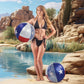 POZA Set of 2 Texas Flag Inflatable Beach Balls - 16 Inch Beach Balls with Sparkly Silver Star Confetti Design, PVC Vinyl Inflatable Pool Toys