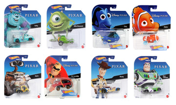 Hot Wheels Disney Pixar Character Cars Complete 8?Car Bundle - Die?Cast 1:64 Vehicles, Ages 3+, Iconic Disney & Pixar Heroes