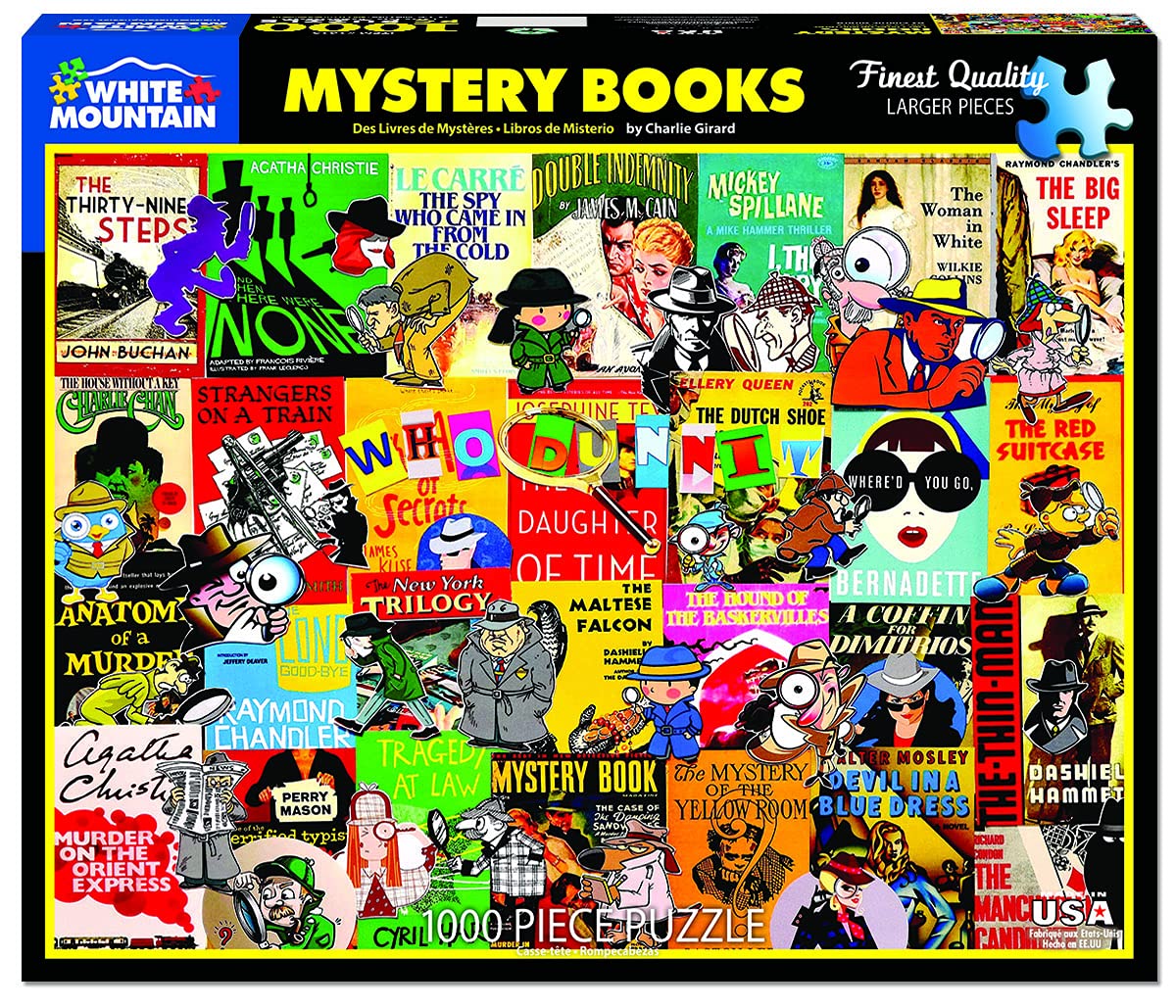 White Mountain 1000 Piece Jigsaw Puzzle Vintage Classics, Mystery Books
