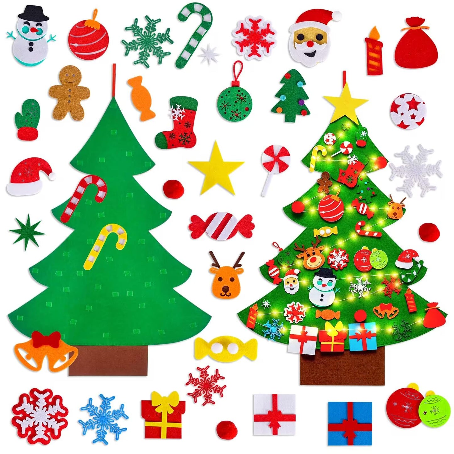 Max Fun DIY Felt Christmas Tree for Toddlers with 49 Christmas Ornaments + Tic-Tac-Toe Games for Kids Wall Hanging Christmas Decorations Felt Craft