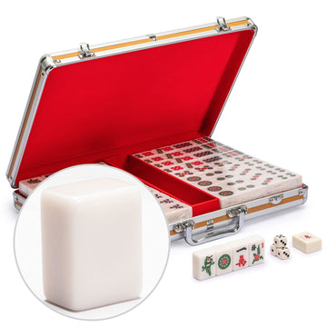 Yellow Mountain Imports Champion-Size Chinese Mahjong Set -146 Large Melamine Tiles, Dice, Wind Indicator & Aluminum Case - No Numbers or Letters