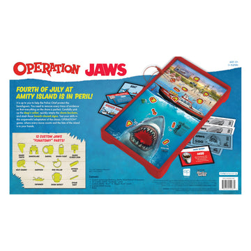 Operation: Jaws Board Game, Test Your Skills and Celebrate The 50th Anniversary, Featuring 12 Custom Pieces from Shark Tooth to Harpoon, Protect Beach