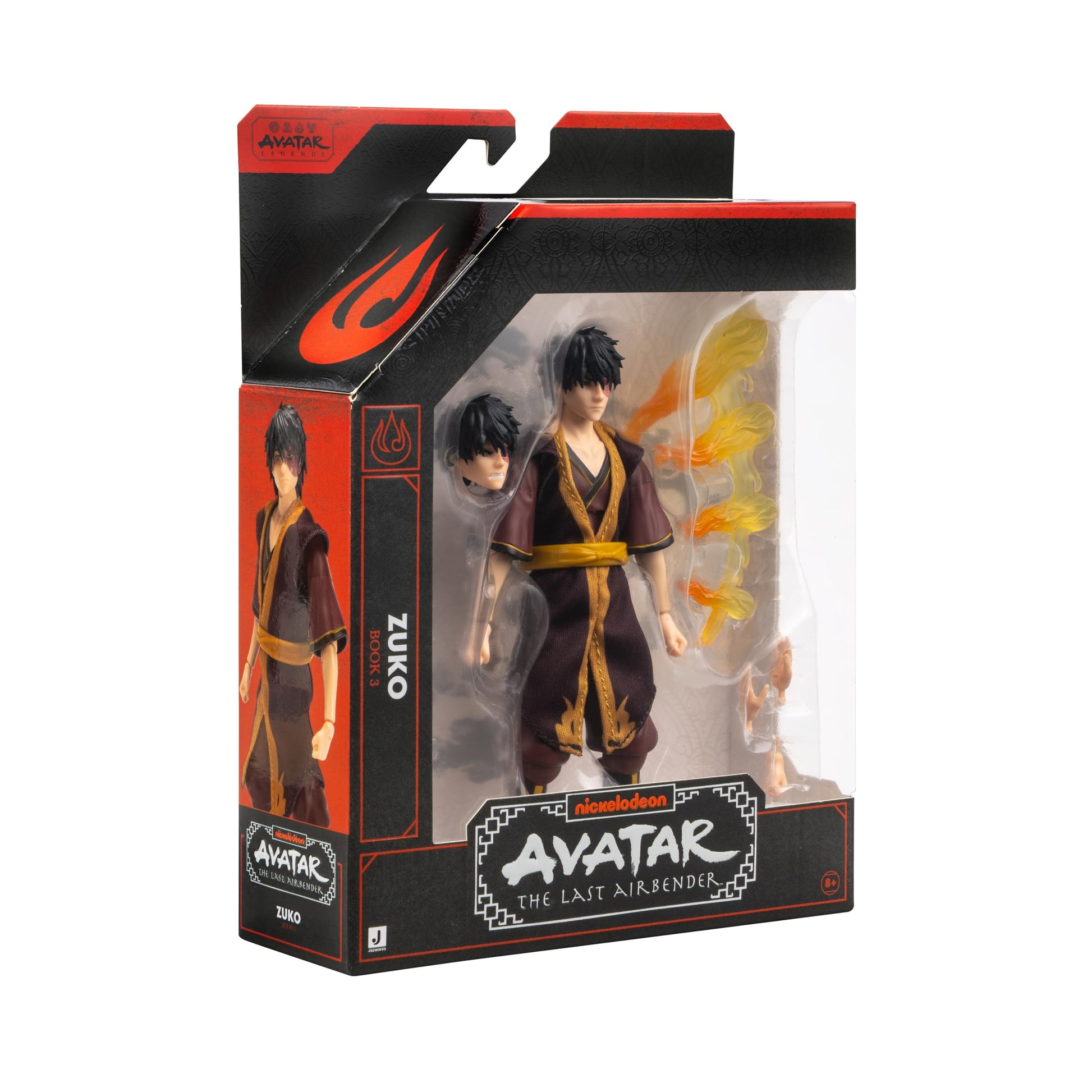 Avatar: The Last Airbender Zuko (Book Three) - 6.5-Inch Scale Figure with Alternate Faceplate, Swappable Hands, and Fire Bending Effect