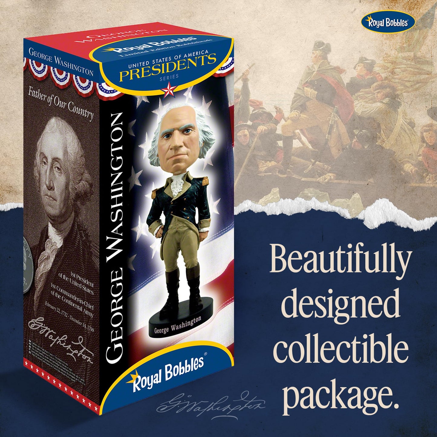 Royal Bobbles George Washington, 1st President of the United States - Founding Fathers Collection - 8.1 Inches Tall - Collectible Bobblehead Statue