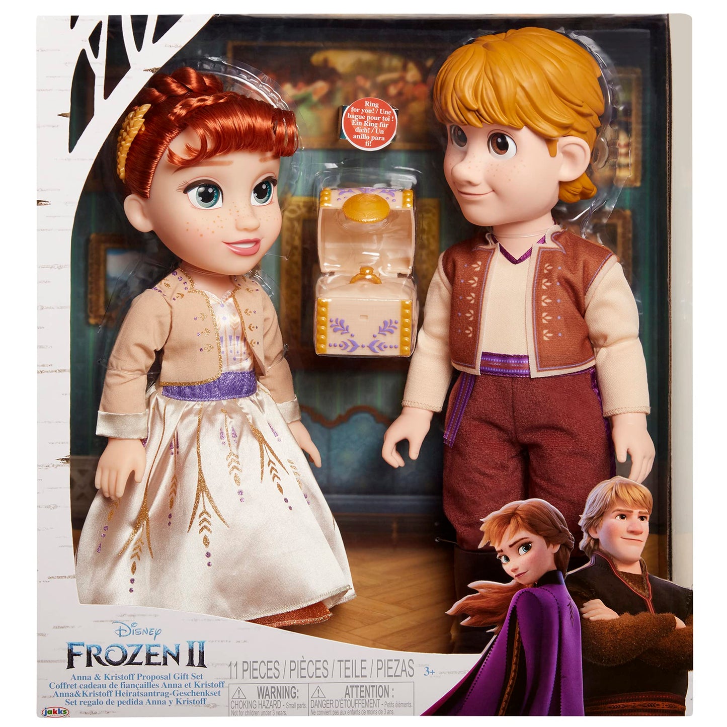 Disney Frozen 2 Anna & Kristoff Dolls Proposal Gift Set, Comes with Ring & Ring Box! Features Authentic Film Details & Design - for Ages 3+