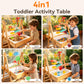 4in1 Water Table for Toddlers 1-3,Wooden Sensory Table & Sand Table for Kids,Indoor Outdoor Toddler Water Table with Slide Track Toys,3 Basins,Acrylic