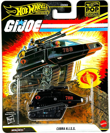 Hot Wheels Cobra H.I.S.S. G.I. Joe Pop Calture Premium Series 1:64 Scale Collectible Die Cast Metal Toy Car Model with Rubber Real Riders