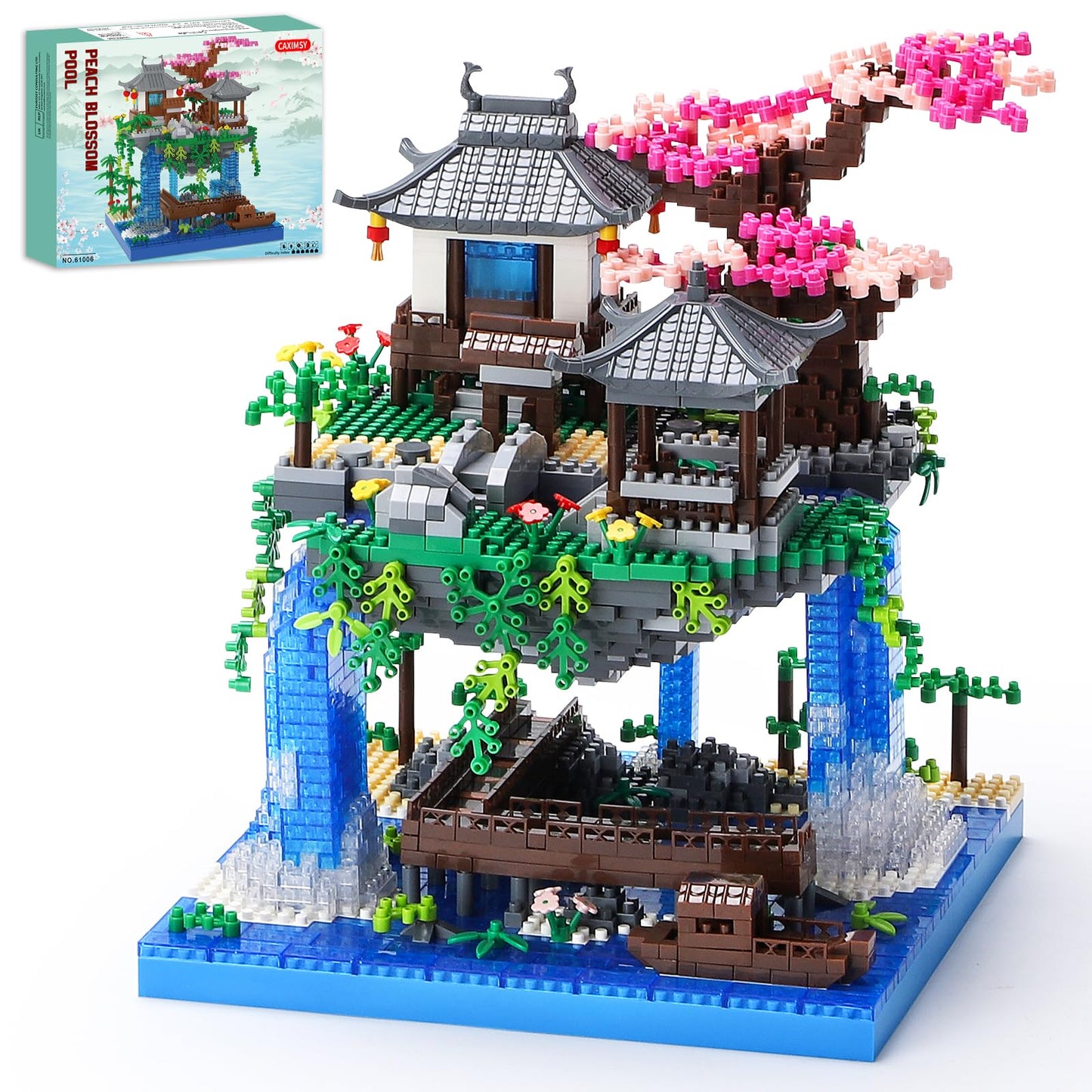 CAXIMSY Cherry Blossom Bonsai Tree House Building Block Sets 3320PCS Chinese Architecture of Peach Blossom Micro Mini Building Set Toy Gift for Kids