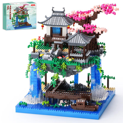 CAXIMSY Cherry Blossom Bonsai Tree House Building Block Sets 3320PCS Chinese Architecture of Peach Blossom Micro Mini Building Set Toy Gift for Kids