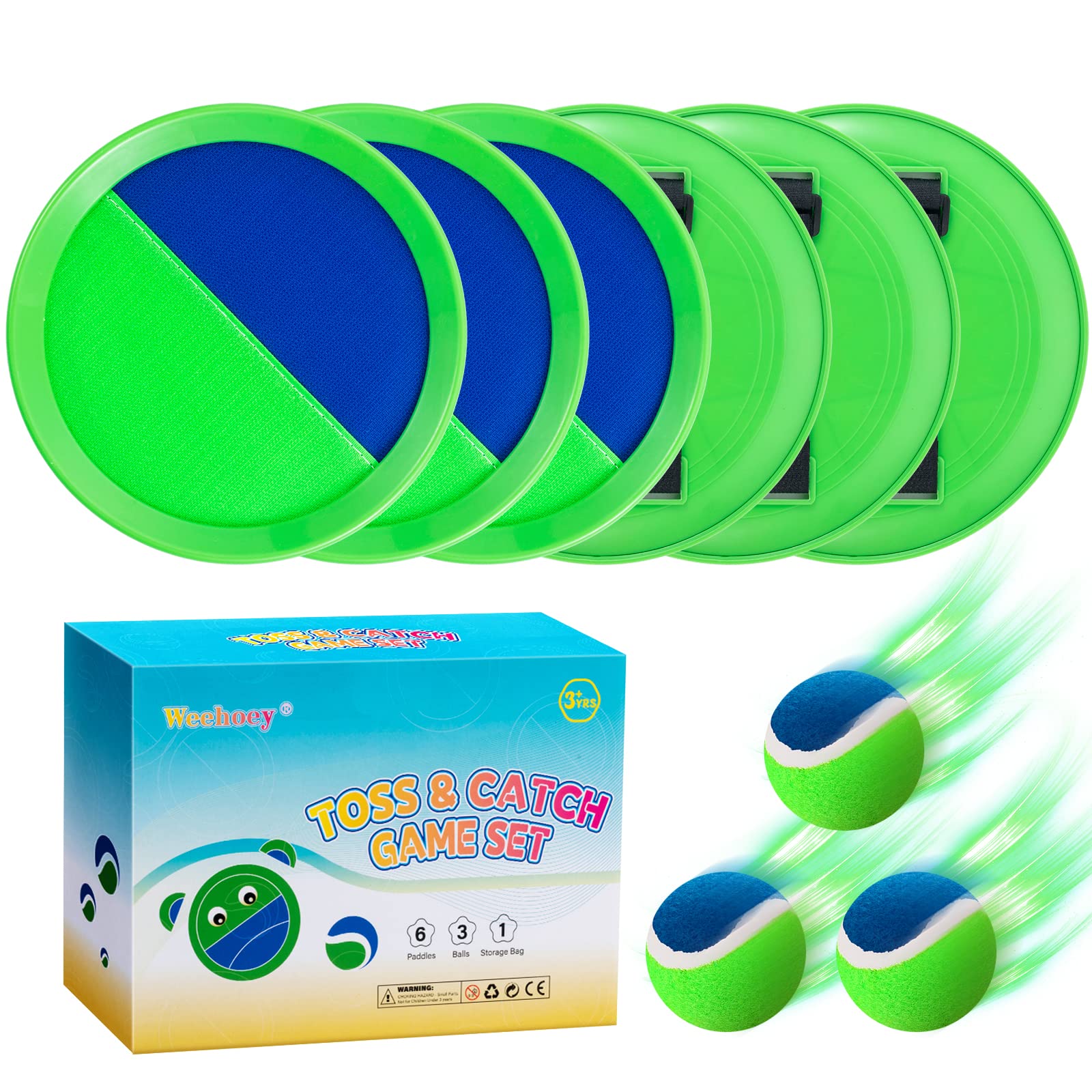 Kids Outdoor Games, Toss and Catch Ball Set, 6 Paddles 3 Balls Gift Box