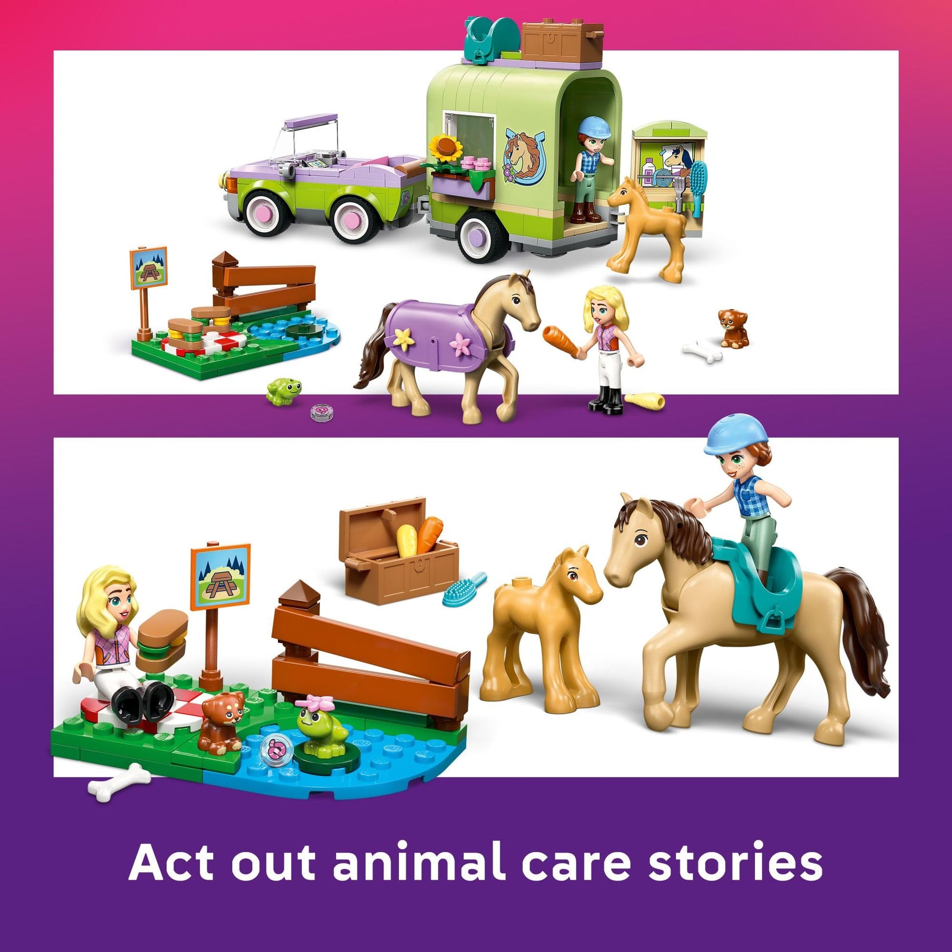 LEGO Friends Horse & Baby Foal Trailer Building Toy for Girls & Boys - Pretend Play Set for Kids, Ages 7+ - W/Autumn & Matilde Minidolls, Toy Animals