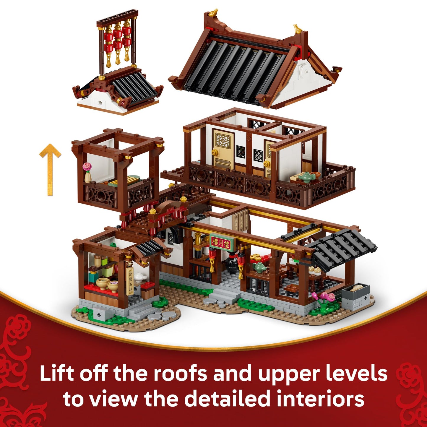 LEGO Chinese Festivals Ancient Moon-Gazing Inn - Building Toy for Boys & Girls, Ages 9+ - Spring Festival Decorations & Craft Kit - 80121