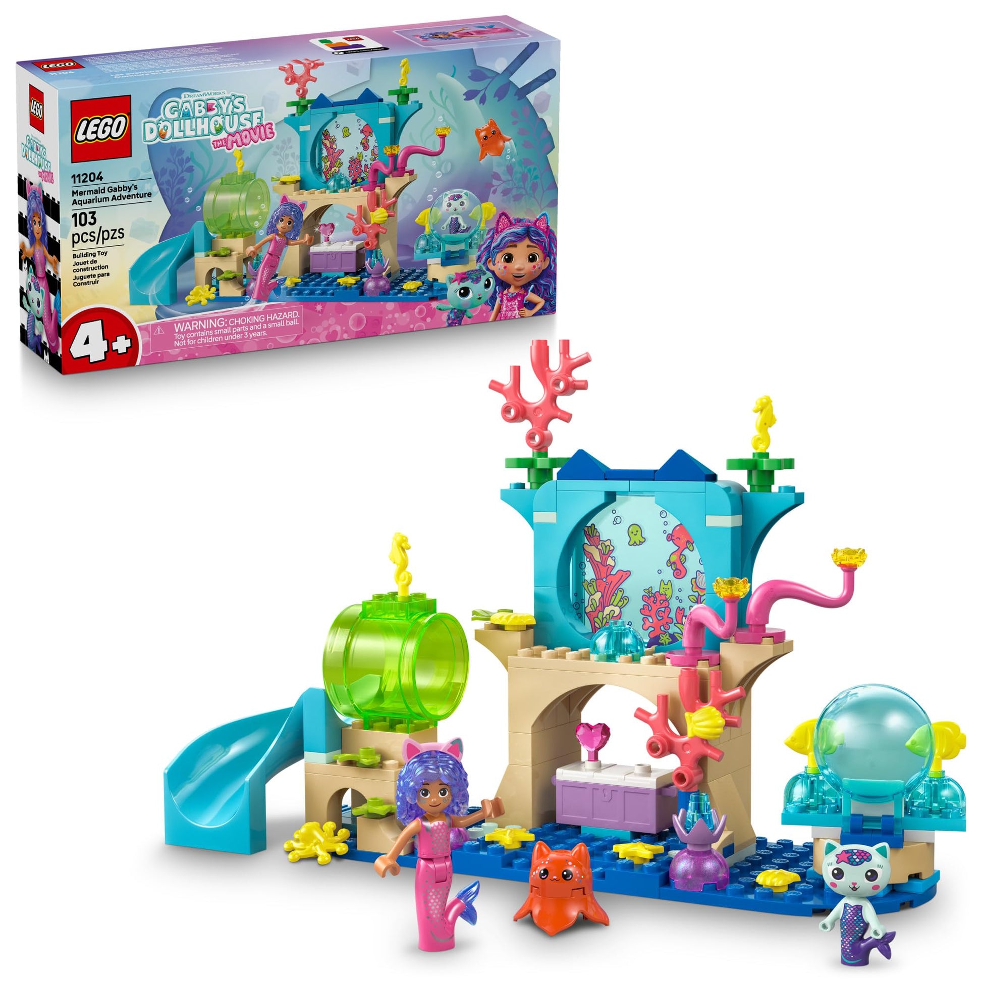 LEGO Gabby’s Dollhouse Mermaid Gabby’s Aquarium Adventure Building Blocks - Pretend Play & Learning Toy for Girls & Boys, Ages 4+ - Includes Mercat