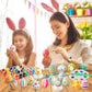 SpringFlower White Easter Eggs Painting Kit-24 Paintable Flocking Eggs with Doodle Kit for DIY Design-Hanging Flocking Eggs with Rope for Easter