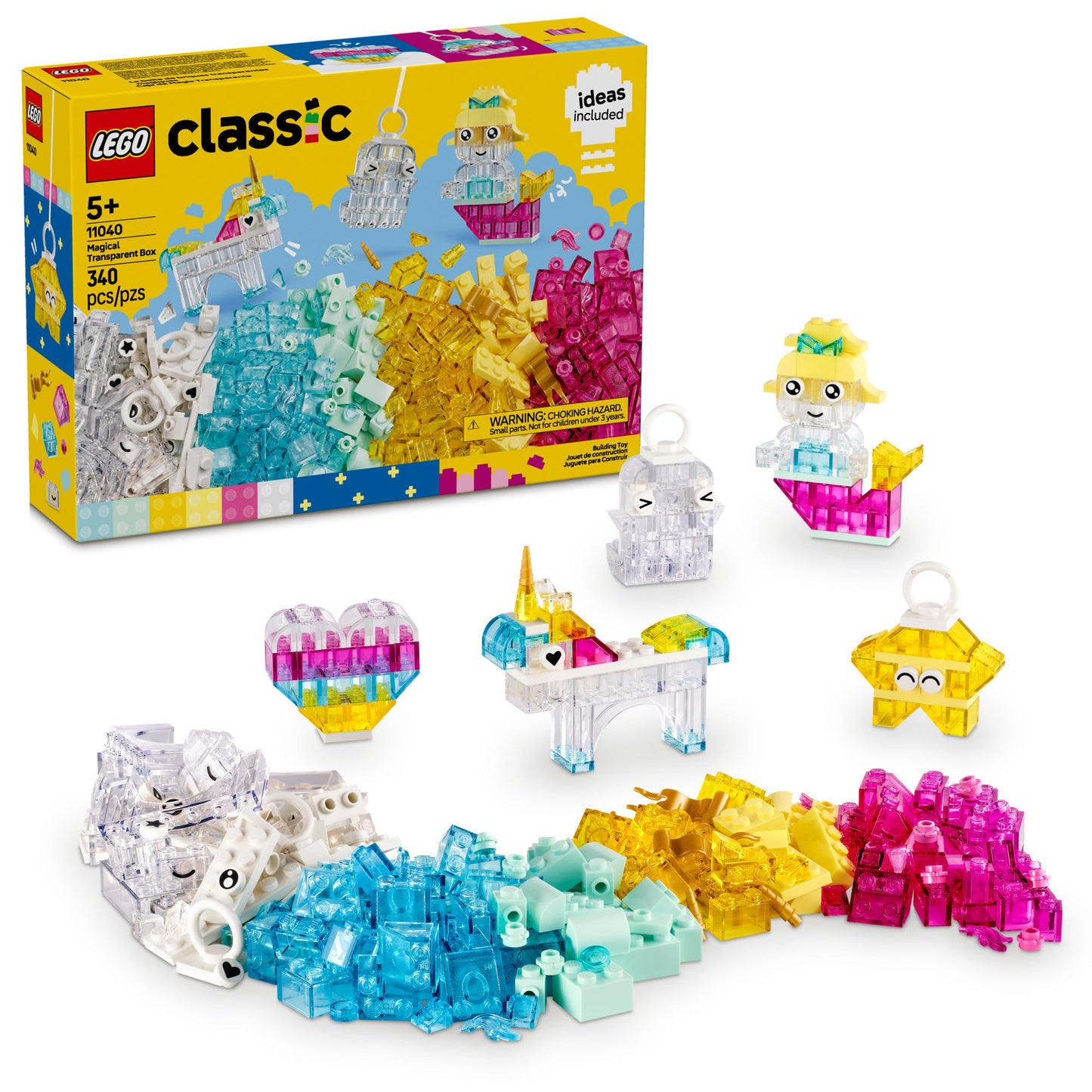 LEGO Classic Magical Transparent Box - Preschool Learning Toy for Boys and Girls, Ages 5+ - Birthday Gift for Kids - Beginner Construction Set