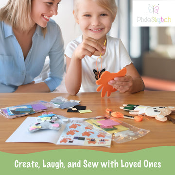 Pixiestytch Sewing Kit for Kids - Sew & Create 6 Adorable Stuffed Animal Projects - Fun DIY Craft Set for Ages 6 and up - Educational & Creative