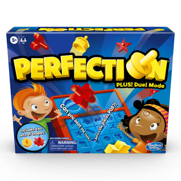 Hasbro Gaming Perfection Plus 2-Player Duel Mode Popping Shapes and Pieces Ages 5 and Up, Easter Gifts for Kids (Amazon Exclusive)