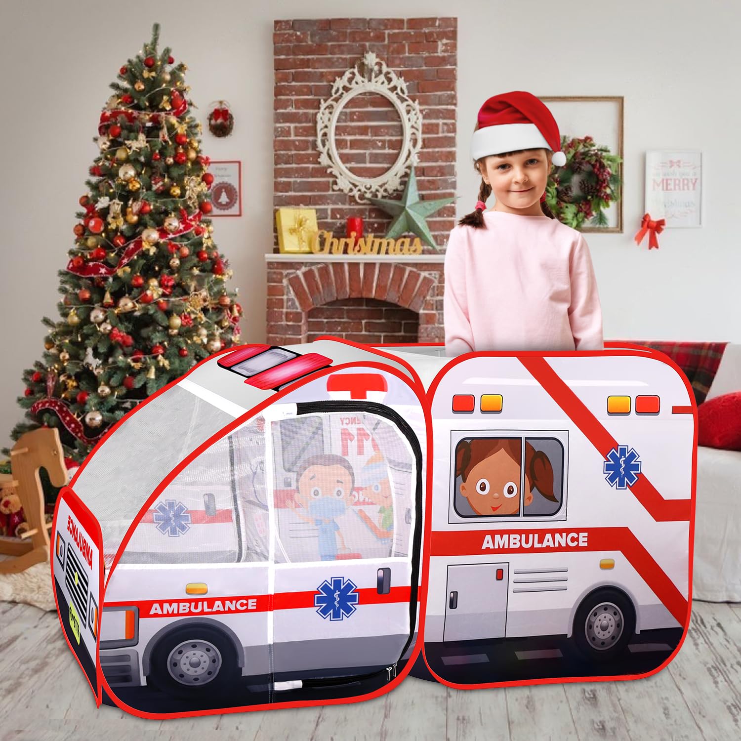 Ambulance Pop-up Play Tent for Kids with Sounds, Doctor Kit & Ball Pit for Toddlers & Up - Easy Setup Pop up Toy for Indoor & Outdoor, Emergency