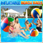 Inflatable Beach Balls (4-Pack) Rainbow Pool Ball Toys in 4 Assorted Sizes