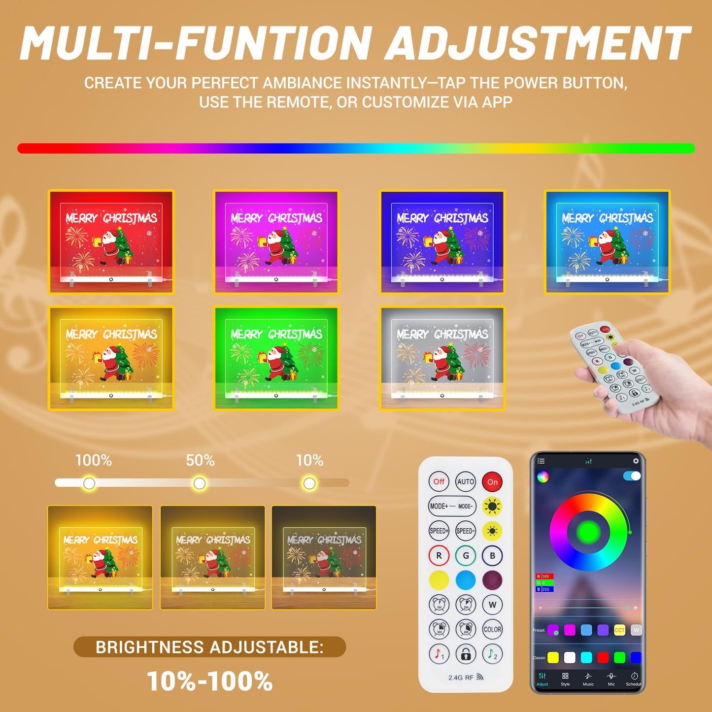 LED Drawing Board Control by APP/Remote/Music Syn/Touch Button, Doodle Glow, Acrylic Dry Erase Board with LED Light, Glowing Memo, Ideal