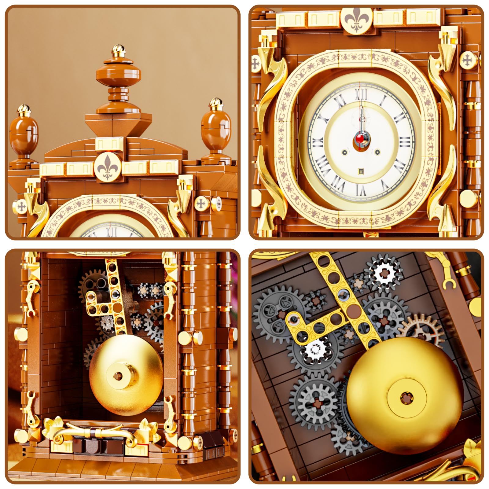 HJPLPXH Retro Pendulum Clock Building Block Set,A Toy with Real Clock Function and Linked Mechanical Pendulum,Better Gift for Adults Teens Kids