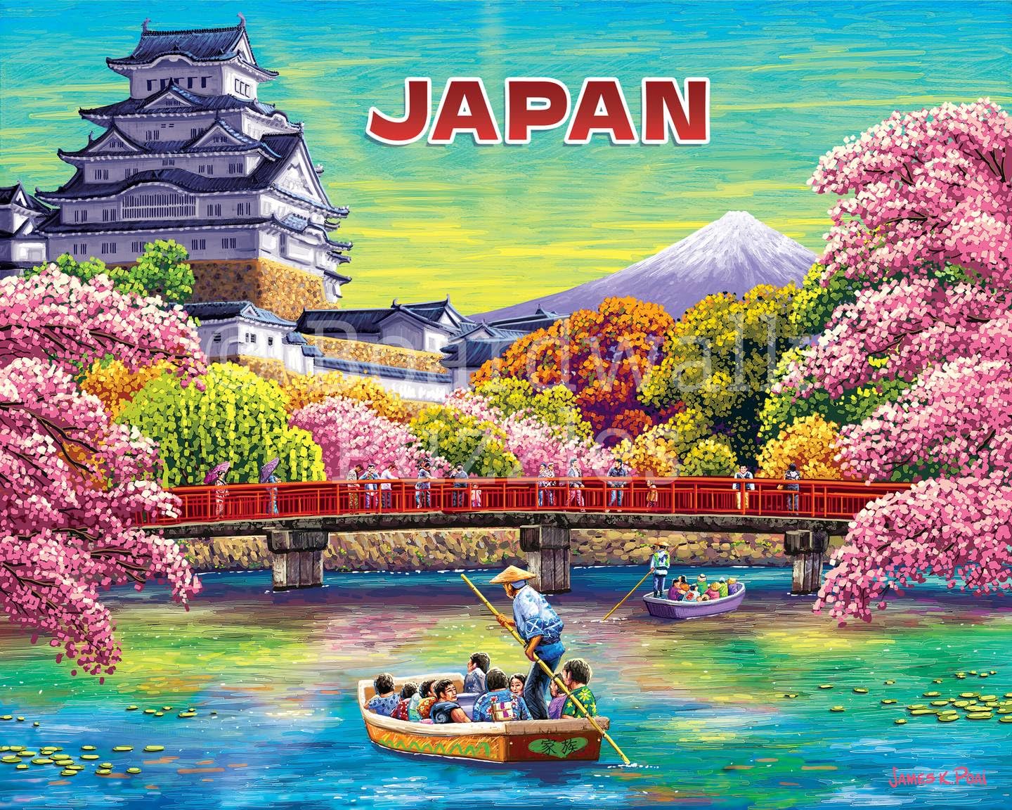 Boardwalk Japan 500 Piece Jigsaw Puzzle Colorful Scenic Cherry Blossom Puzzles with Premium Box, Gift for Adults and Family 16"x20"