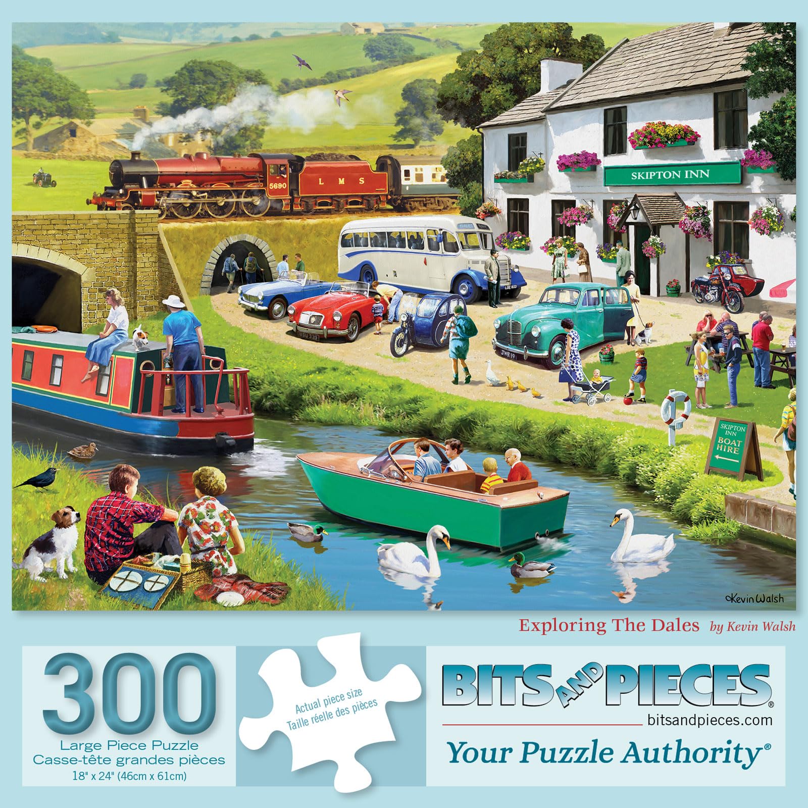 Bits and Pieces - 300 Piece Jigsaw Puzzle for Adults - 18" x 24" - Exploring the Dales - 300 pc Large Pieces Yorkshire England Park Jigsaw by Stewart