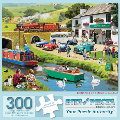 Bits and Pieces - 300 Piece Jigsaw Puzzle for Adults - 18" x 24" - Exploring the Dales - 300 pc Large Pieces Yorkshire England Park Jigsaw by Stewart