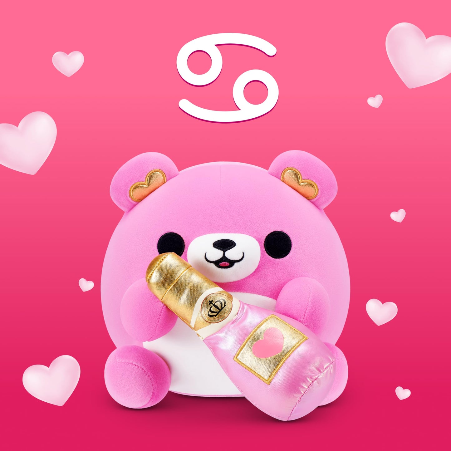 Snackles Valentine’s Edition 8-Inch Plush Toy (Bear with Champagne) by ZURU - Ultra-Soft Stuffed Animal with Valentine’s Snack Accessory, Collectible