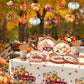 142Pcs Fall Party Plates and Napkins Party Supplies, Autumn Pumpkin Leaves Tableware Set with Cups,Banner,Pumpkin Tablecloth for Fall Harvest Party