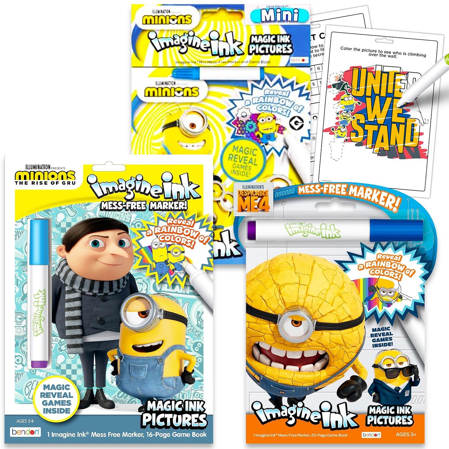 Minions Imagine Ink Coloring Super Set - Bundle with 3 Despicable Me Imagine Ink Mess-Free Coloring Books for Kids | Despicable Me Party Favors