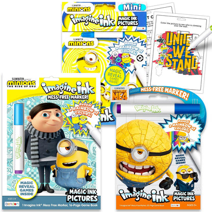 Minions Imagine Ink Coloring Super Set - Bundle with 3 Despicable Me Imagine Ink Mess-Free Coloring Books for Kids | Despicable Me Party Favors