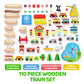 110PCS Wooden Train Set - Toy Magnetic Trains with Wooden Track Set for Kids Ages 3-8, City Scene Railway Set, Perfect Easter Birthday Gift