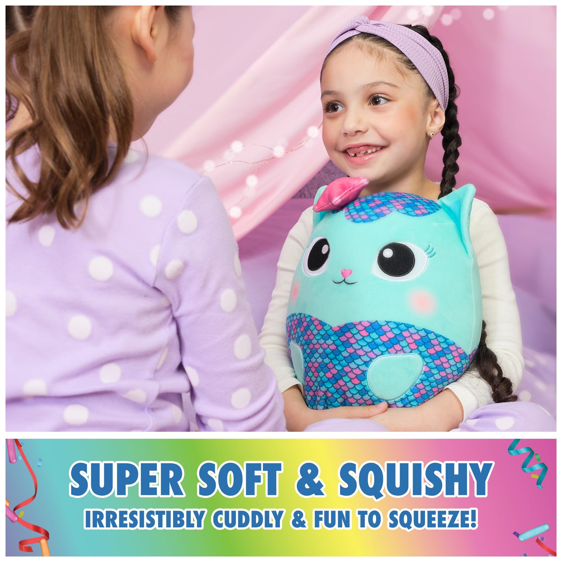 GUND Gabby’s Dollhouse Official Mercat Squishy Plush Toy, Cat Stuffed Animal, Squishy Toys for Ages 1 & Up, Blue, 12”