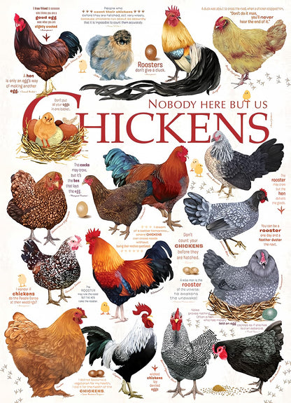 Cobble Hill 1000 Piece Puzzle - Chicken Quotes - Sample Poster Included