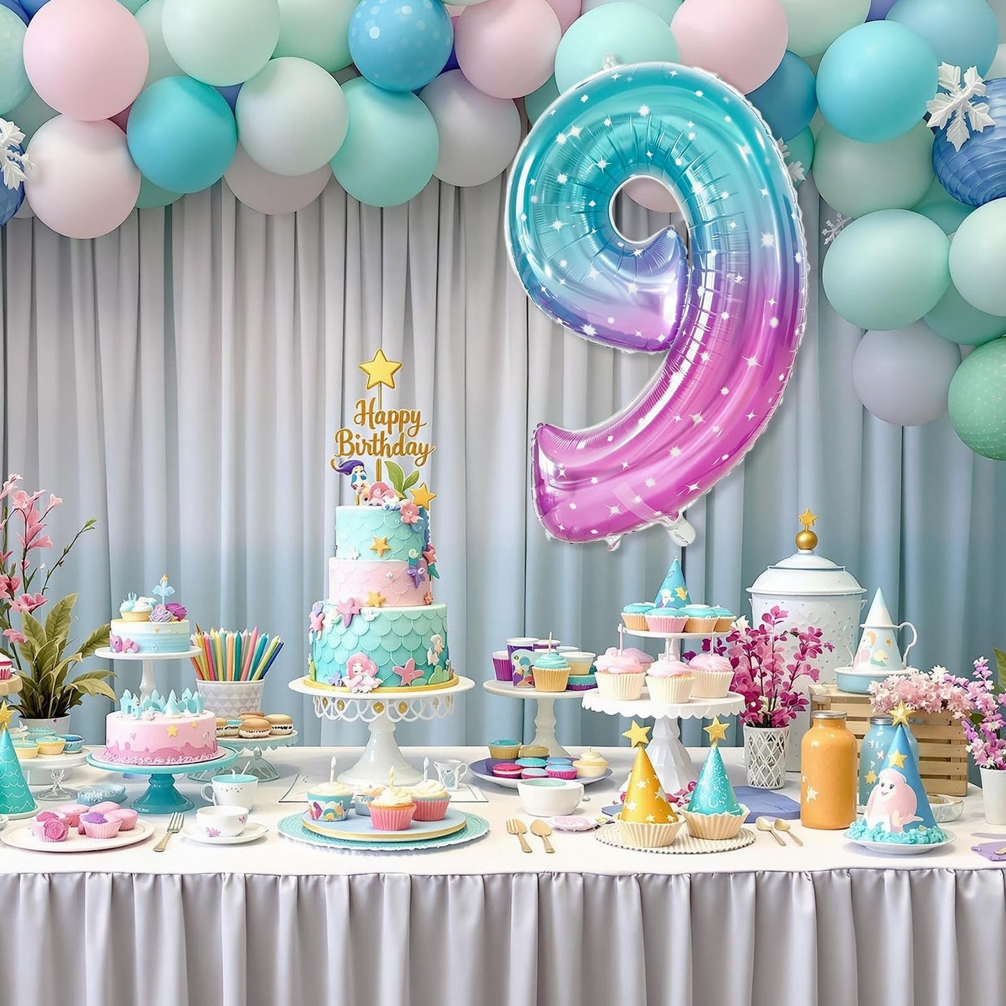Gifloon Number 9 Balloon, Large number balloons 40 inch, 9th Birthday Party Decorations Supplies 9 Year Old Birthday Sign Decor