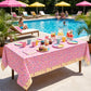 Broeify 3-Piece 54 x 108 Inch Summer Dessert Plastic Tablecloth - Blue, Yellow, Pink Sprinkle Design, Disposable Rectangle Table Cover for Birthday