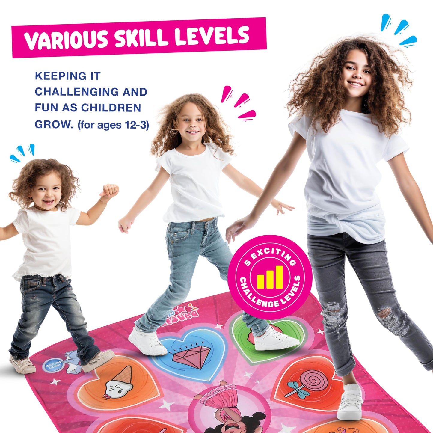 Play22 Dance Mat for Kids - Best Birthday Gifts for Girls & Boys Electronic Dance Game Toy for Kids, Adjustable Volume, 5 Levels - Dance Pad with LED
