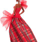 Barbie Signature Doll, 2024 Holiday Fashion Doll with Brown Hair Wearing Plaid Gown, Seasonal Collector Gift in Displayable Packaging