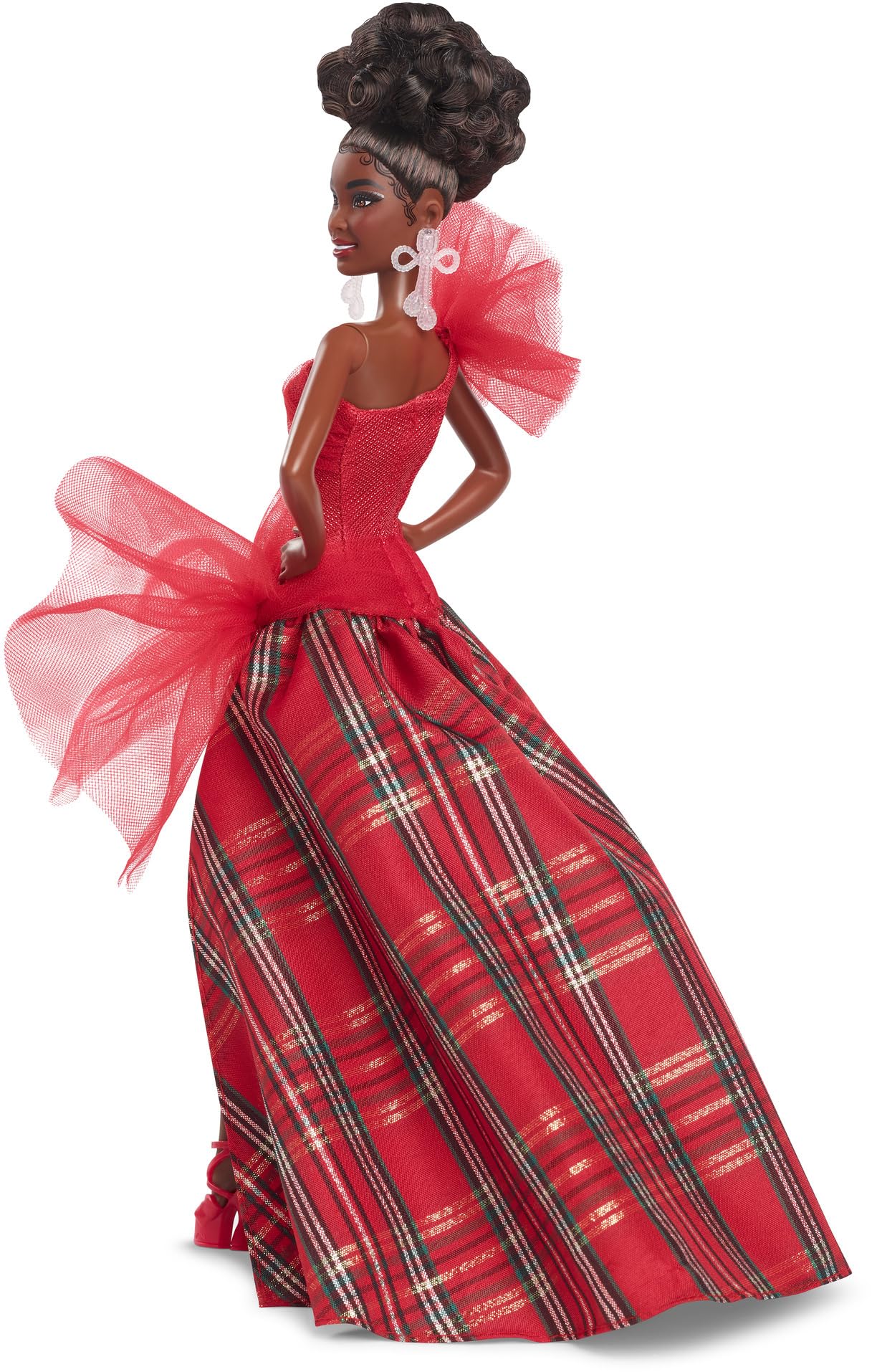 Barbie Signature Doll, 2024 Holiday Fashion Doll with Brown Hair Wearing Plaid Gown, Seasonal Collector Gift in Displayable Packaging
