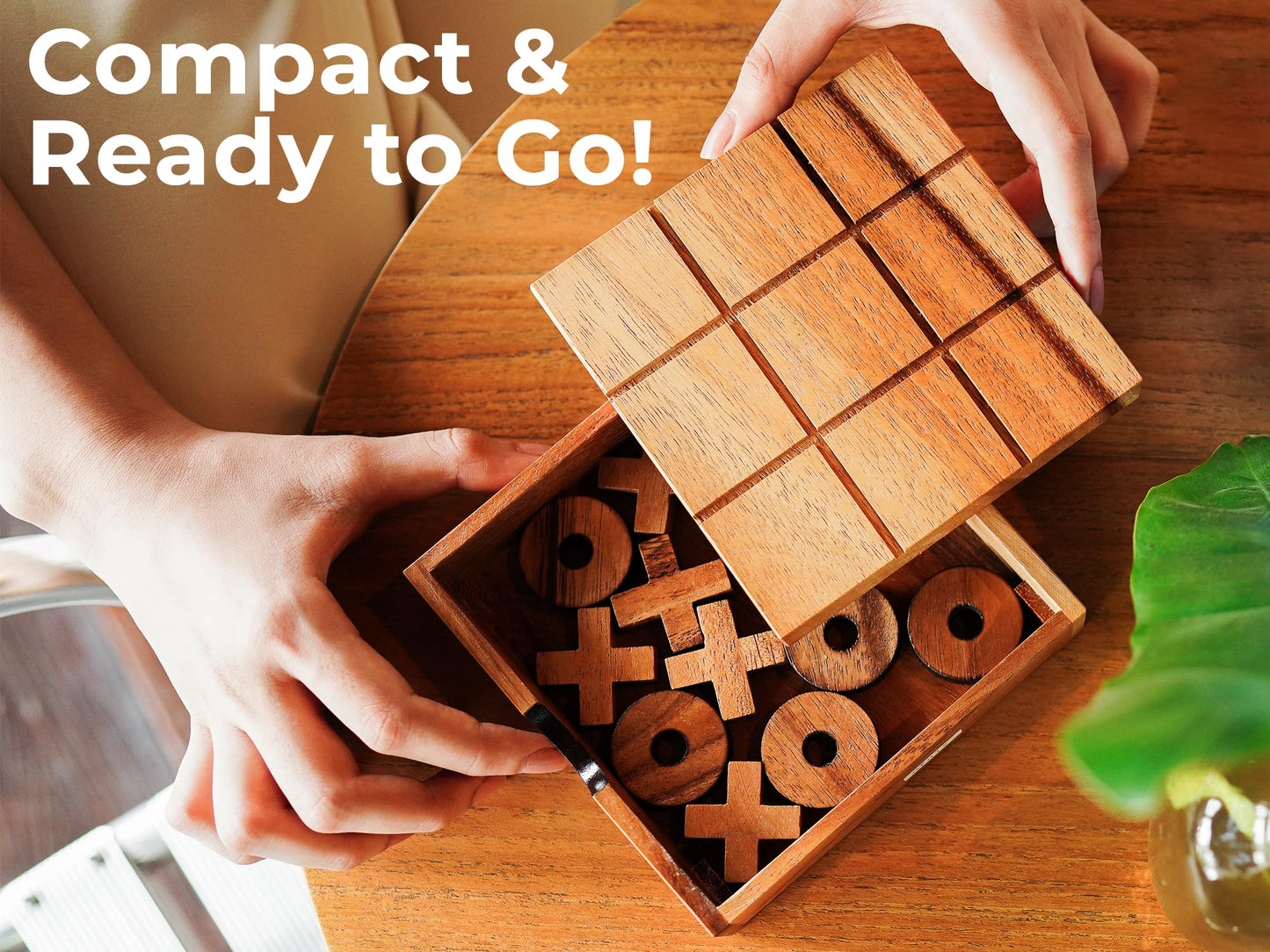 BSIRI Wooden Tic Tac Toe Game Coffee Tabletop XO Blocks Ideal for Family Living Room Games Night for Adults for Desk Decor and Unique Wood Gifts