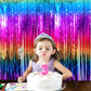 Rainbow Tinsel Foil Fringe Curtains 2 Pack Rainbow Party Decorations 3.3x6.6ft Metallic Streamers for Birthday Wedding Engagement Graduation Baby