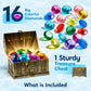 Sloosh Diving Gems Pool Toys, 16 Big Colorful Diamond with Pirate Treasure Chest,Swim Dive Toy for Kids Underwater Gemstone Swimming Training Gift
