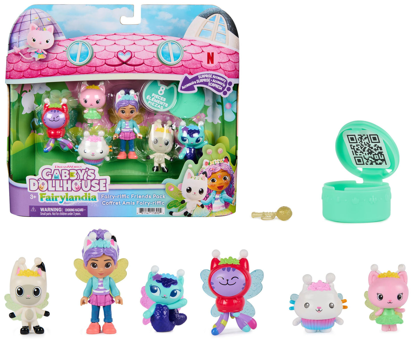 DreamWorks Gabby's Dollhouse Fairylandia Fairy-riffic Friends Pack with 6 Figures and Surprise Accessory, Pretend Play Toys and Doll House Characters