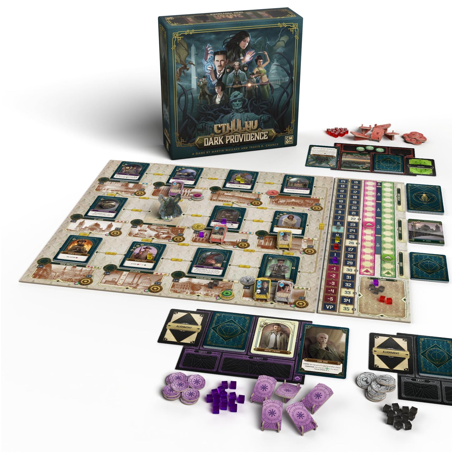 Cthulhu: Dark Providence Board Game - Secret Alignment Deckbuilding Game, Immersive Strategy Game for Kids & Adults, Ages 14+, 1-5 Players, 90 Minute