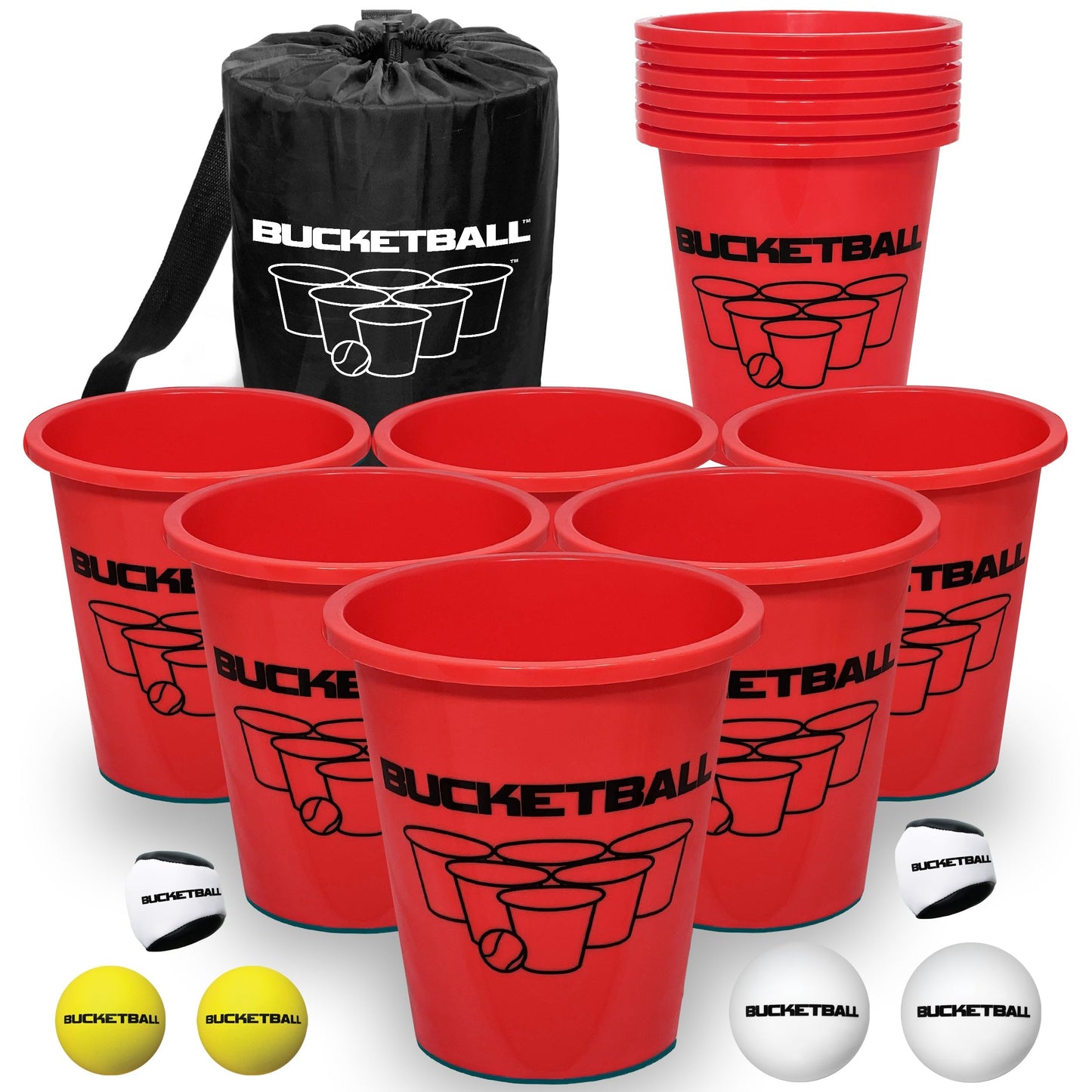 BucketBall | Giant Yard Pong Edition Combo Pack | Best Beach, Pool, Yard, Camping, Tailgate, BBQ, Lawn, Water, Indoor, Outdoor Game