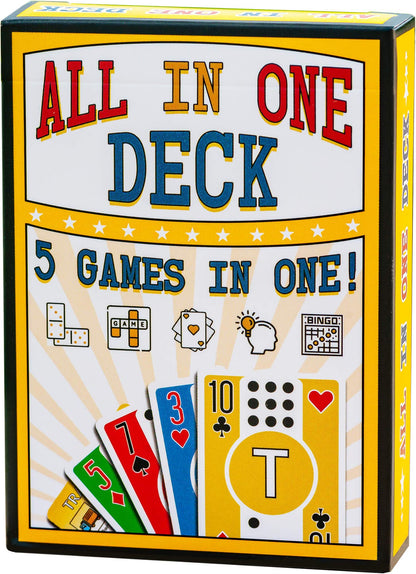 All in One Deck - Hundreds of Games in One Deck of Cards with Free Card Game eBook. Waterproof White PVC Plastic Playing Cards with Dominoes, Letter